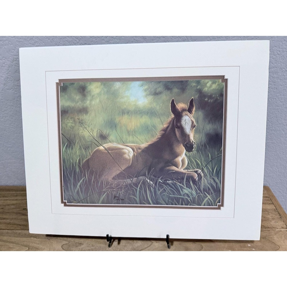Vintage Bonnie Marris Mom's Shadow Equestrian Art Print Signed Foal Colt - Mint